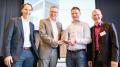 Gira System-Integratoren Award »technische Detaillösungen«; Armin Holle (Holle Architektur), Oliver Borchmann (Gira), Ralf Schlotz (Schlotz GmbH), Markus Fromm-Wittenberg (Gira) (von links)